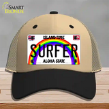 Surfer Hawaii Novelty License Plate Hat Mesh / Khaki|Black