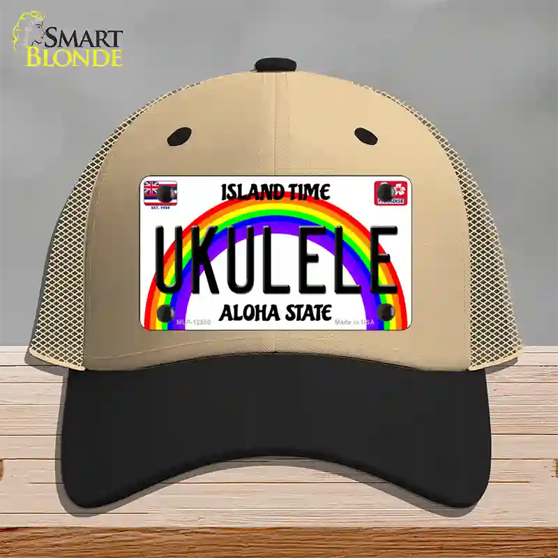 Ukulele Hawaii Novelty License Plate Hat Mesh / Khaki|Black