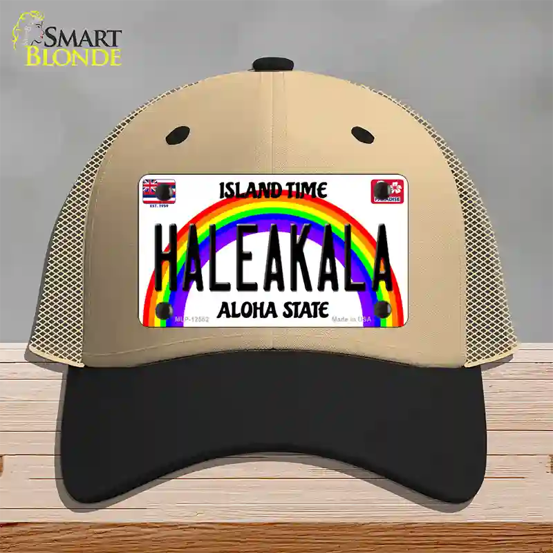 Haleakala Hawaii Novelty License Plate Hat Mesh / Khaki|Black