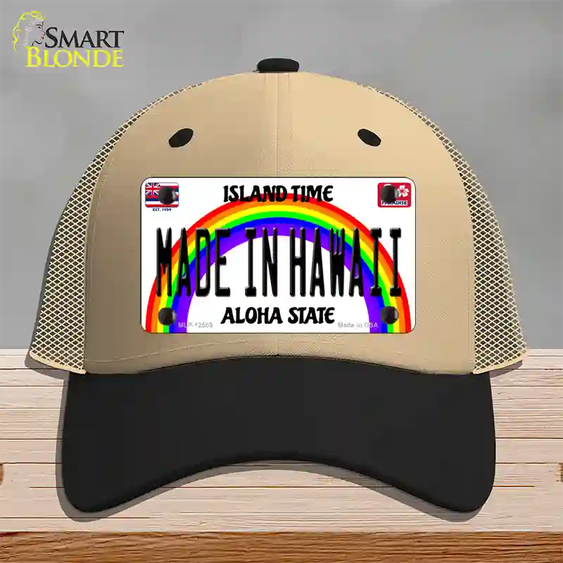 Made In Hawaii Novelty License Plate Hat Mesh / Khaki|Black