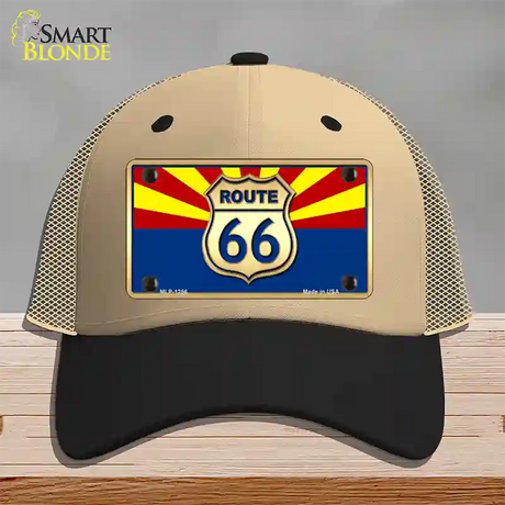 Route 66 Arizona State Flag Novelty License Plate Hat Mesh / Khaki|Black