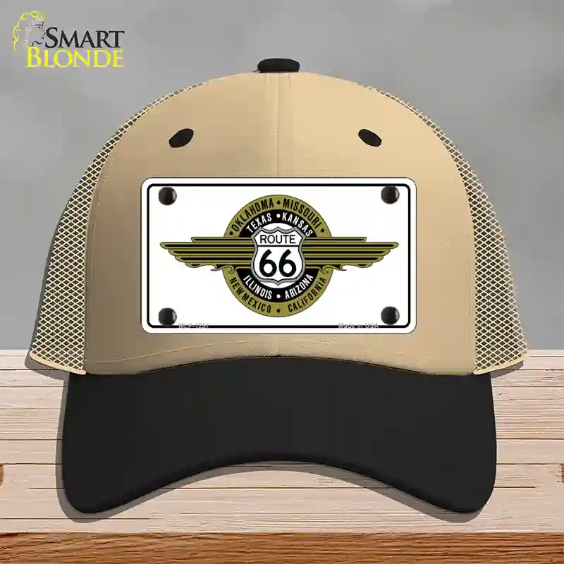 Route 66 Shield Emblem Novelty License Plate Hat Mesh / Khaki|Black