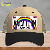 Vacation Hawaii Novelty License Plate Hat Mesh / Khaki|Black