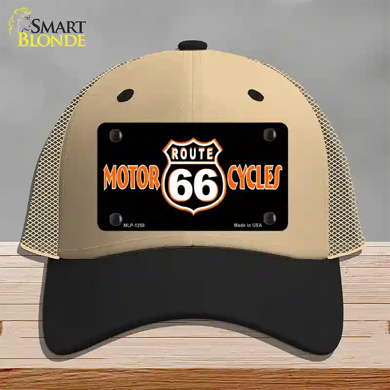 Route 66 Motorcycles Novelty License Plate Hat Mesh / Khaki|Black