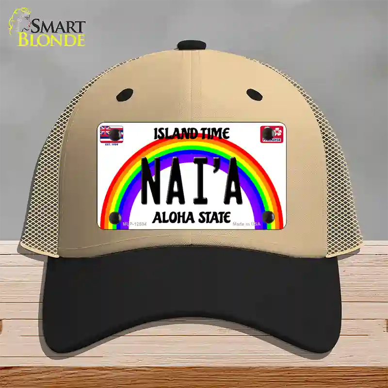 Naia Hawaii Novelty License Plate Hat Mesh / Khaki|Black