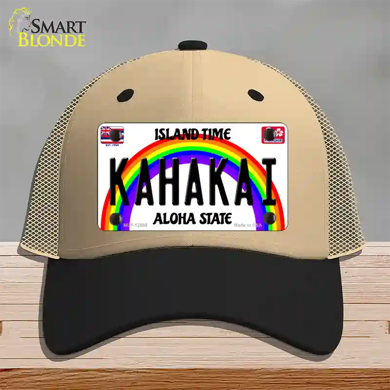 Kahakai Hawaii Novelty License Plate Hat Mesh / Khaki|Black