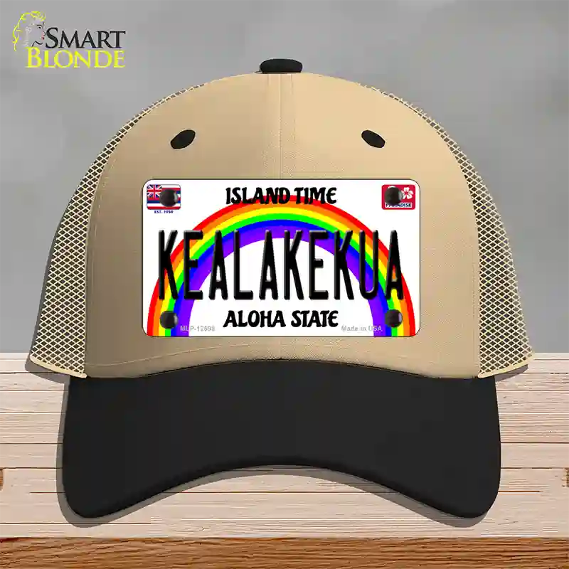 Kealakekua Hawaii Novelty License Plate Hat Mesh / Khaki|Black