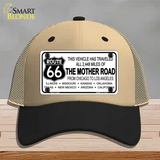 Route 66 The Mother Road Novelty License Plate Hat Mesh / Khaki|Black