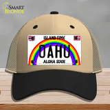 Oahu Hawaii Novelty License Plate Hat Mesh / Khaki|Black