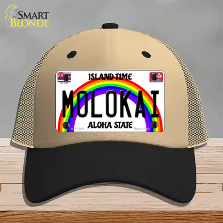 Molokai Hawaii Novelty License Plate Hat Mesh / Khaki|Black