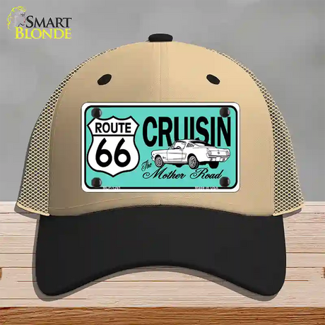 Route 66 Retro Cruisin Novelty License Plate Hat Mesh / Khaki|Black