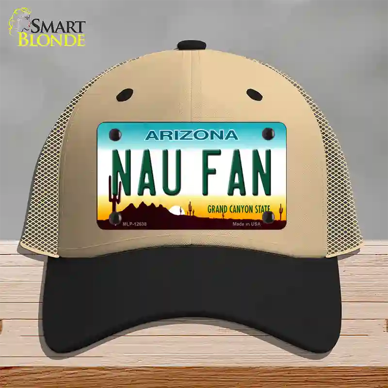 Northern Arizona Univ Fan Novelty License Plate Hat Mesh / Khaki|Black