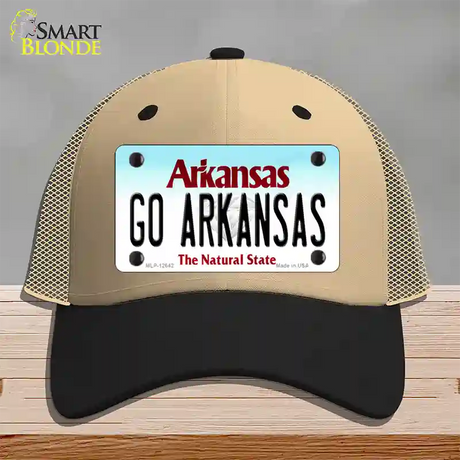 Go Arkansas Novelty License Plate Hat Mesh / Khaki|Black