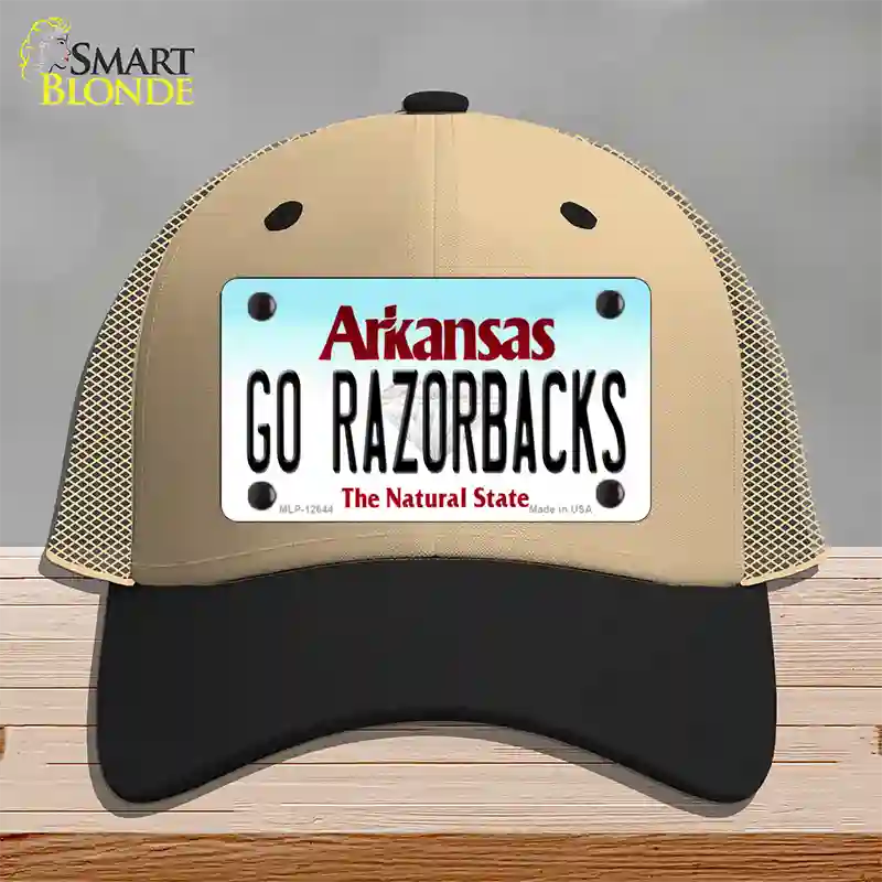 Go Razorbacks Novelty License Plate Hat Mesh / Khaki|Black