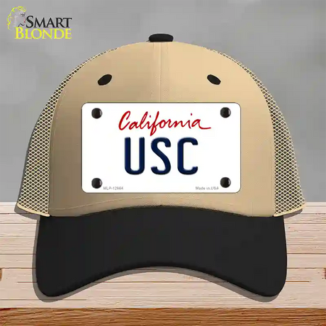 USC Novelty License Plate Hat Mesh / Khaki|Black