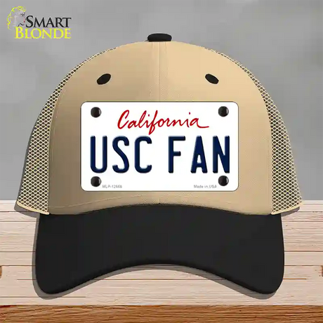 USC Fan Novelty License Plate Hat Mesh / Khaki|Black