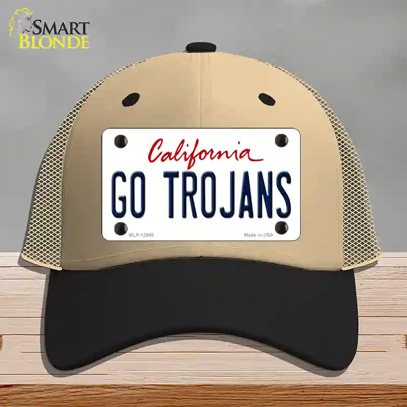 Go Trojans Novelty License Plate Hat Mesh / Khaki|Black