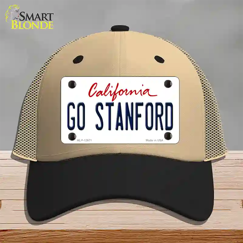 Go Stanford Novelty License Plate Hat Mesh / Khaki|Black