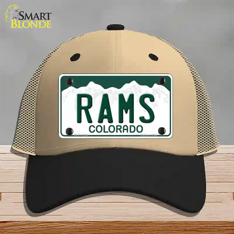 Rams Novelty License Plate Hat Mesh / Khaki|Black