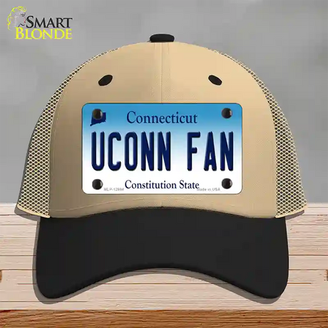 UConn Fan Novelty License Plate Hat Mesh / Khaki|Black