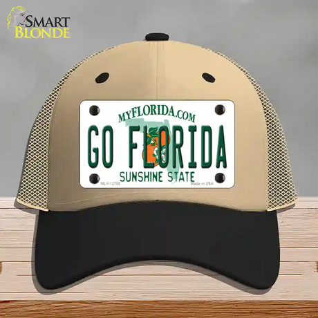 Go Florida Novelty License Plate Hat Mesh / Khaki|Black