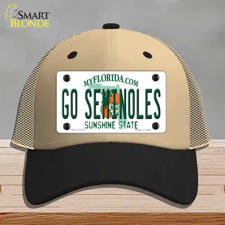 Go Seminoles Novelty License Plate Hat Mesh / Khaki|Black