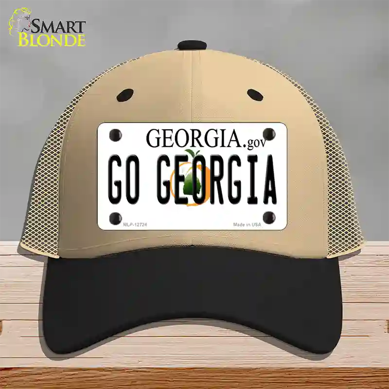 Go Georgia Novelty License Plate Hat Mesh / Khaki|Black