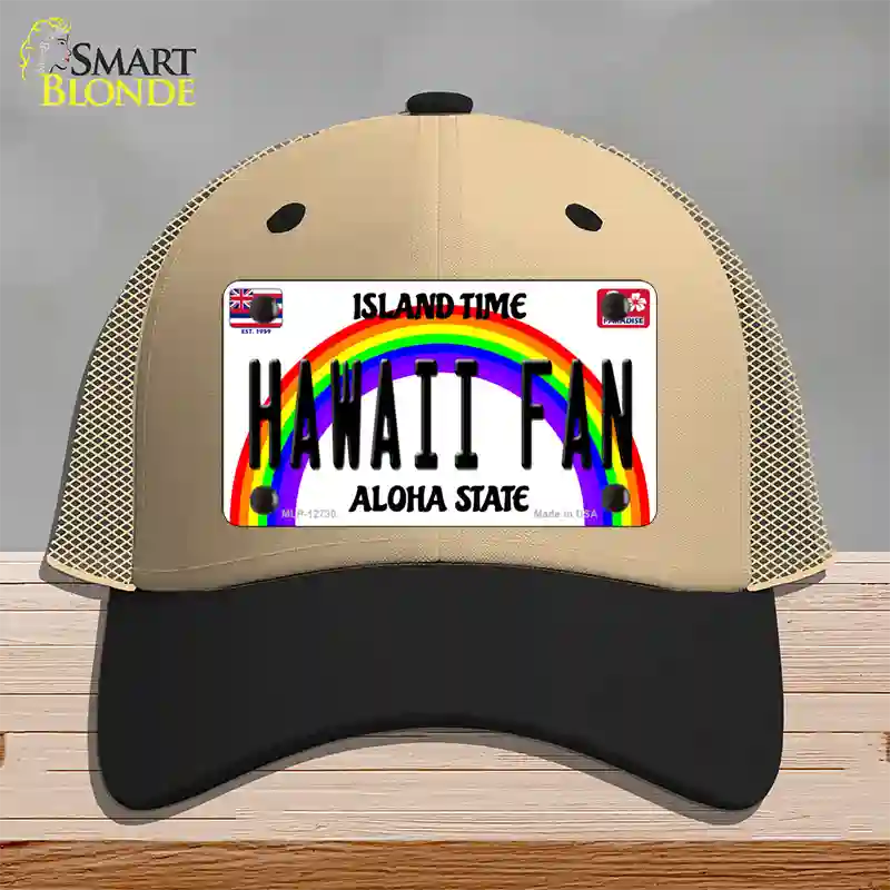 Hawaii Fan Novelty License Plate Hat Mesh / Khaki|Black