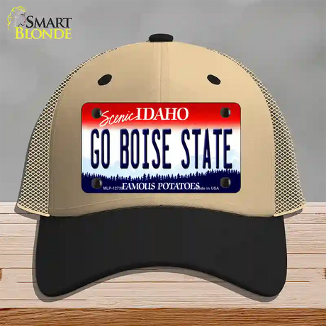 Go Boise State Novelty License Plate Hat Mesh / Khaki|Black