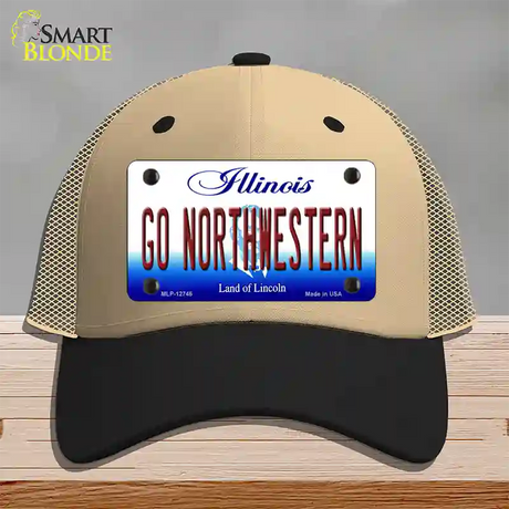 Go Northwestern Novelty License Plate Hat Mesh / Khaki|Black