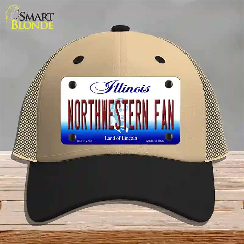 Northwestern Fan Novelty License Plate Hat Mesh / Khaki|Black