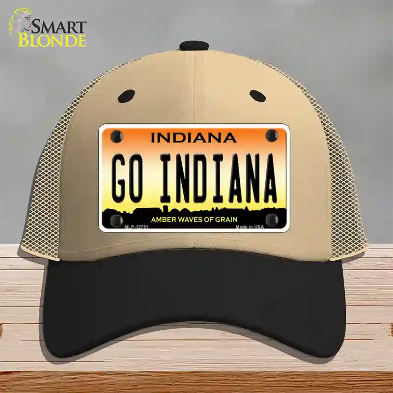 Go Indiana Novelty License Plate Hat Tag Mesh / Khaki|Black