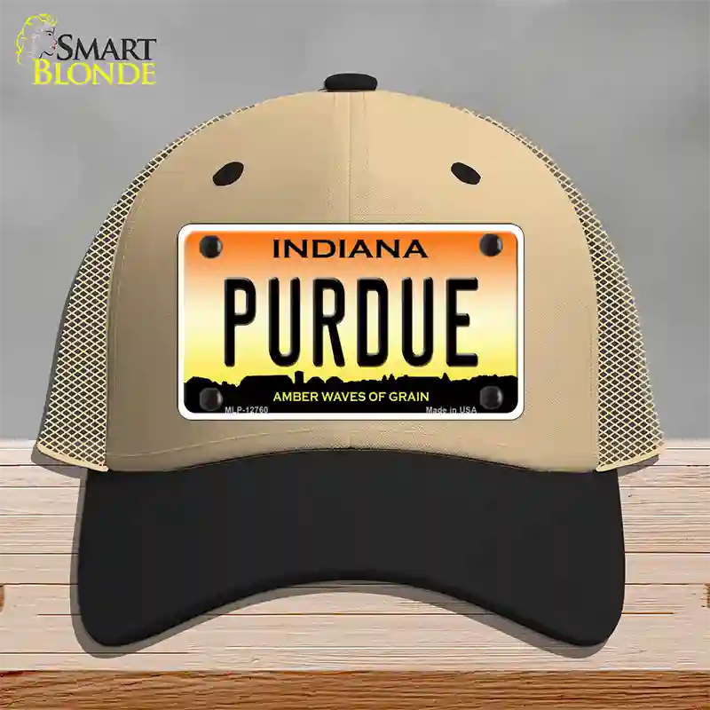 Purdue Novelty License Plate Hat Tag Mesh / Khaki|Black