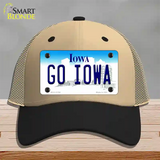 Go Iowa Novelty License Plate Hat Tag Mesh / Khaki|Black