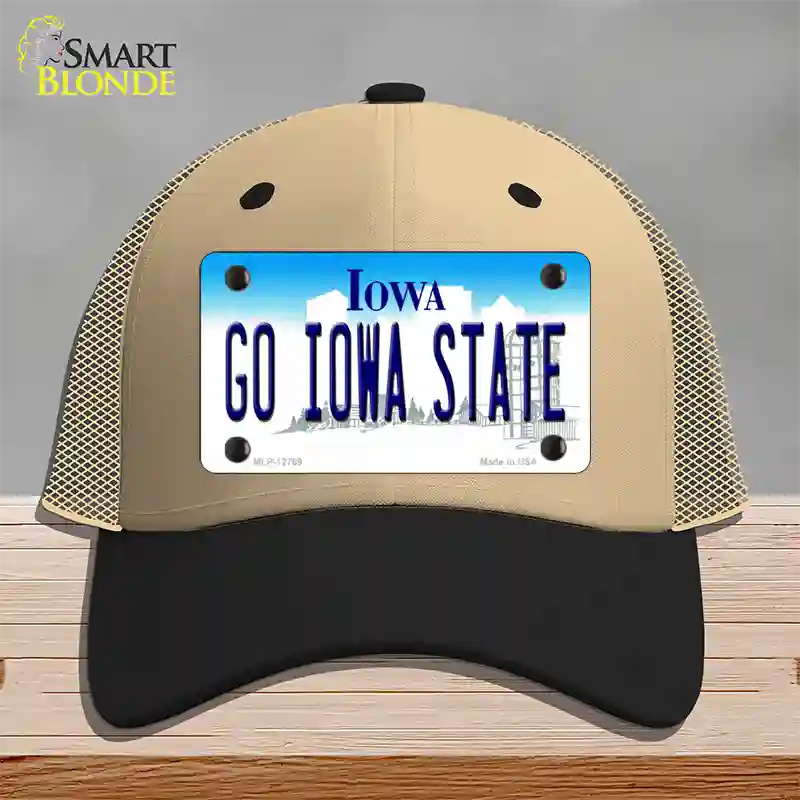 Go Iowa State Novelty License Plate Hat Tag Mesh / Khaki|Black