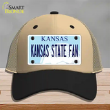 Kansas State Fan Novelty License Plate Hat Tag Mesh / Khaki|Black