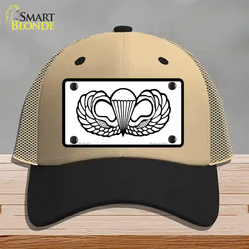 Parachute Badge Novelty License Plate Hat Mesh / Khaki|Black