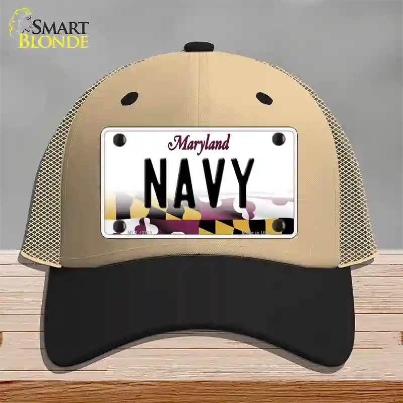 Navy Novelty License Plate Hat Mesh / Khaki|Black