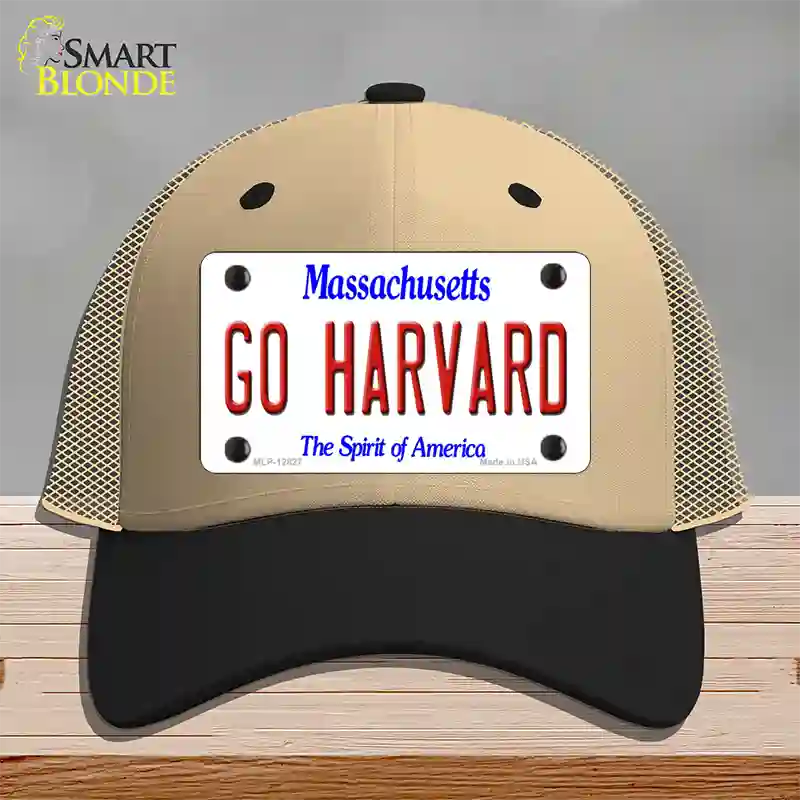 Go Harvard Novelty License Plate Hat Mesh / Khaki|Black