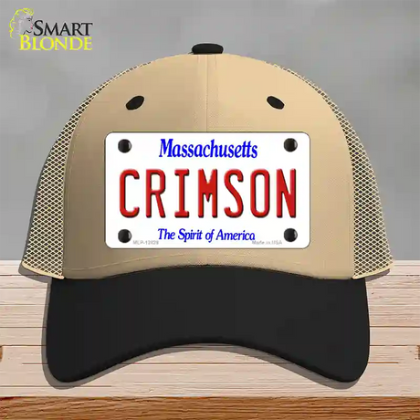 Crimson Novelty License Plate Hat Mesh / Khaki|Black