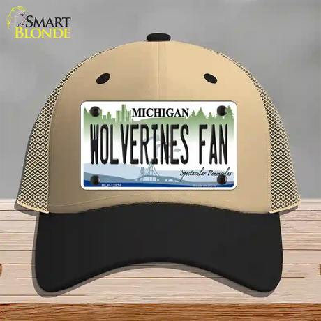 Wolverines Fan Novelty License Plate Hat Mesh / Khaki|Black