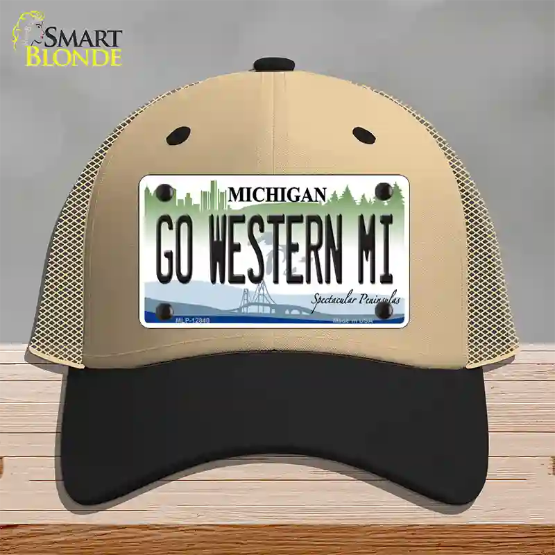 Go Western Michigan Novelty License Plate Hat Mesh / Khaki|Black