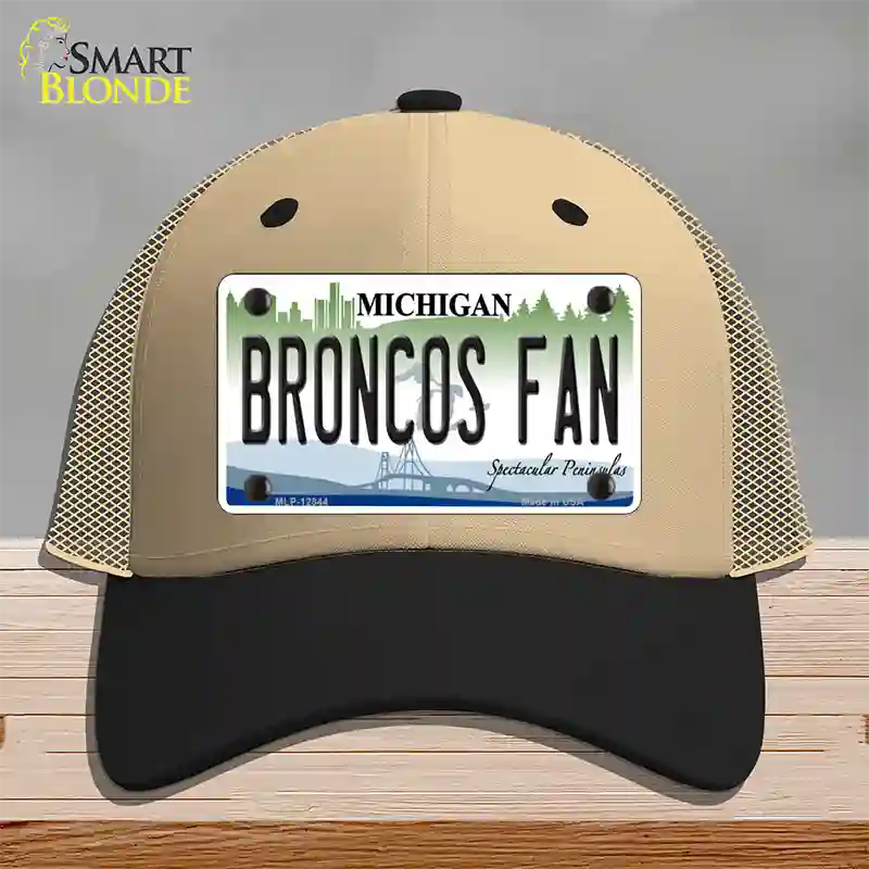 Broncos Fan Michigan Novelty License Plate Hat Mesh / Khaki|Black