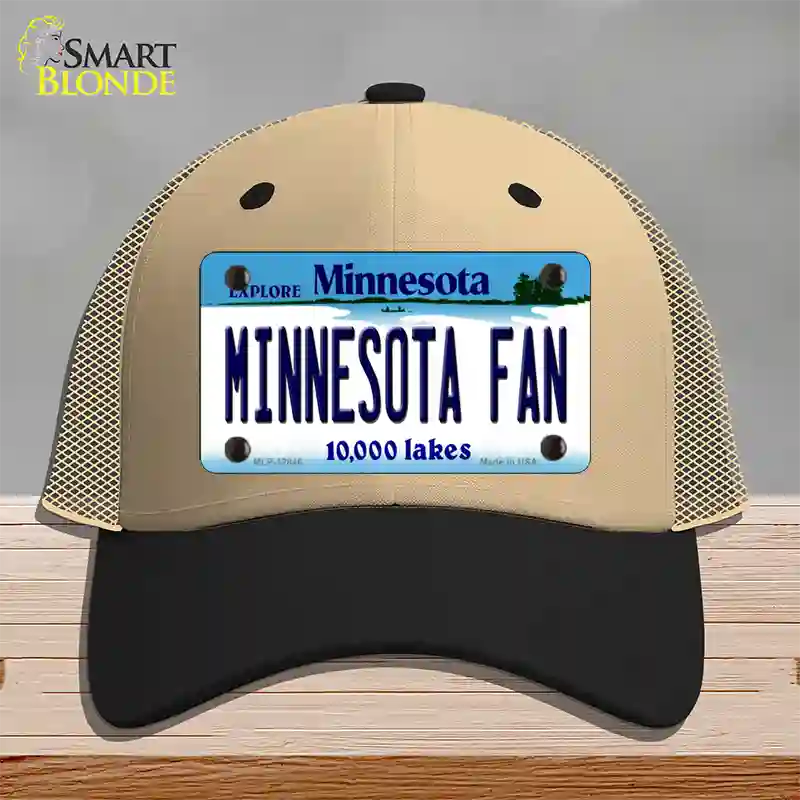 Minnesota Fan Novelty License Plate Hat Mesh / Khaki|Black