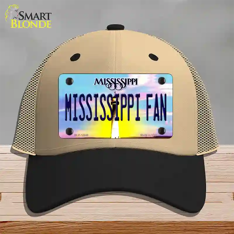 Mississippi Fan Novelty License Plate Hat Mesh / Khaki|Black