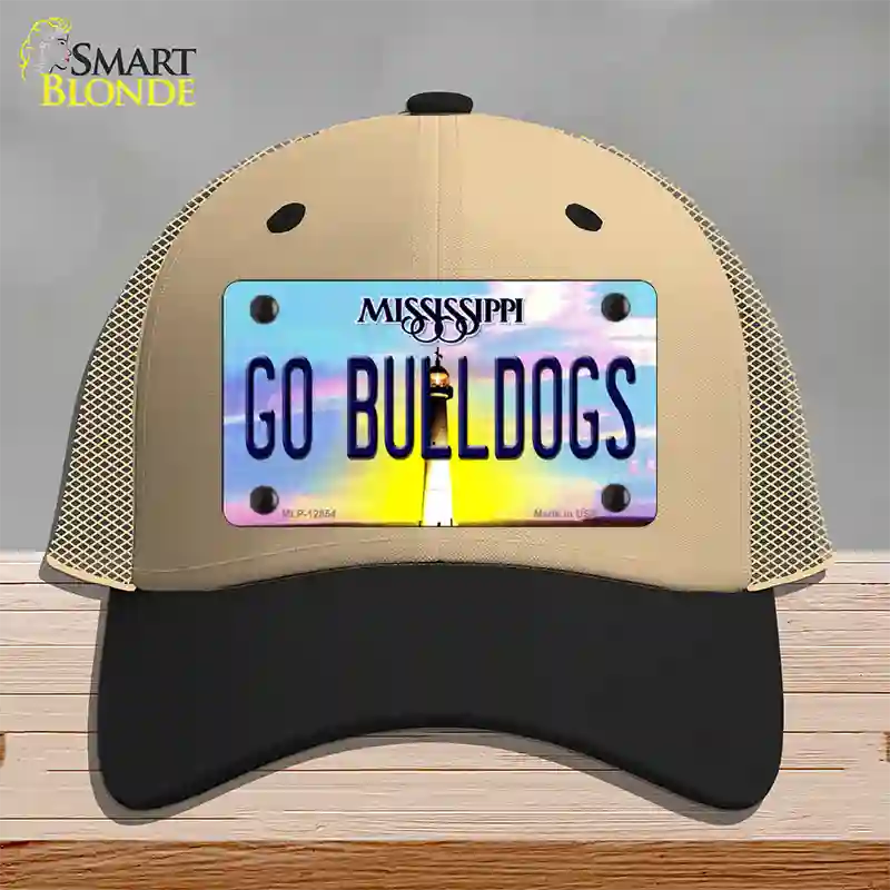 Go Bulldogs Mississippi Novelty License Plate Hat Mesh / Khaki|Black