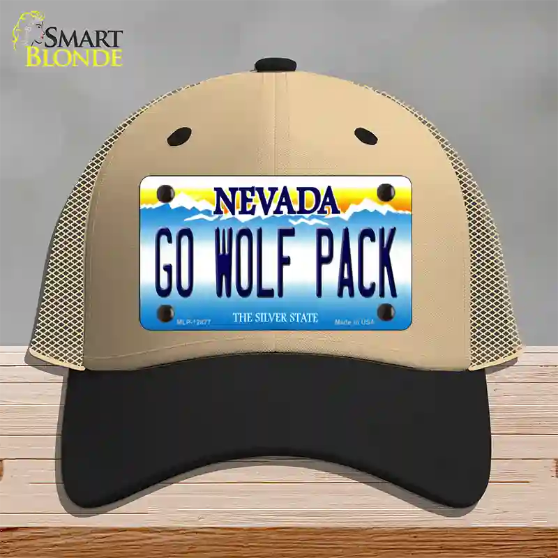 Go Wolf Pack Novelty License Plate Hat Mesh / Khaki|Black