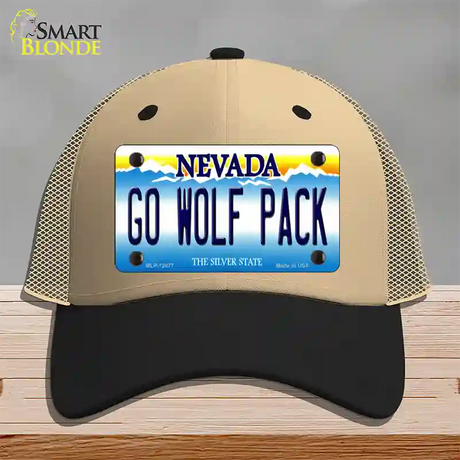 Go Wolf Pack Novelty License Plate Hat Mesh / Khaki|Black