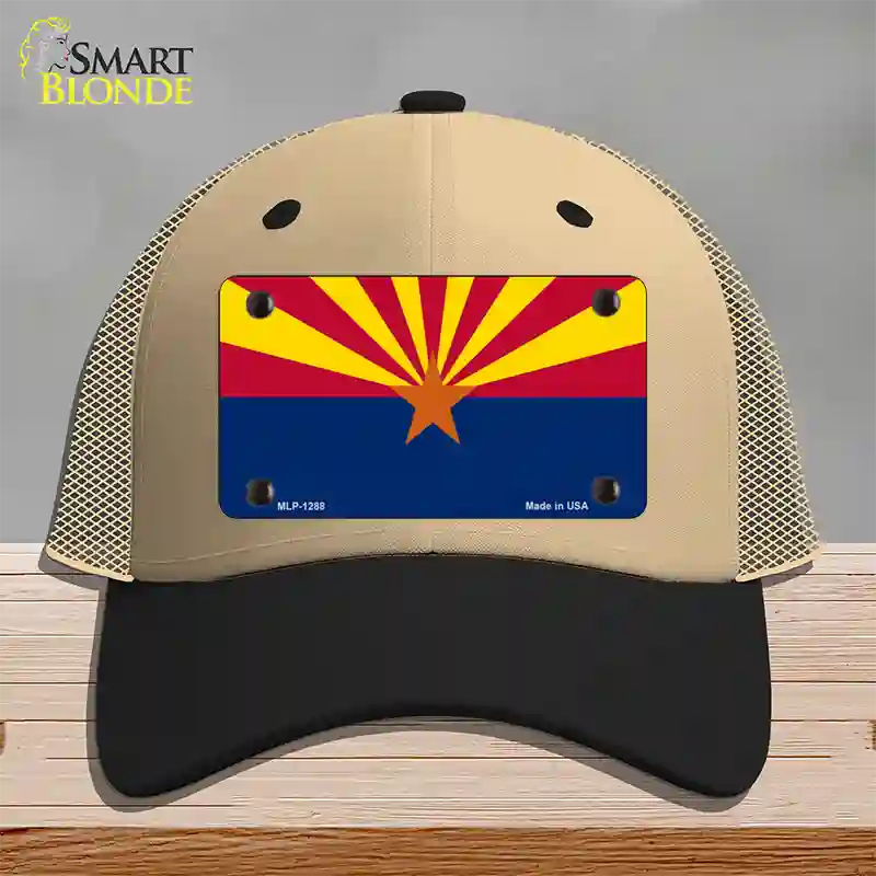 Arizona Small Star Novelty License Plate Hat Mesh / Khaki|Black