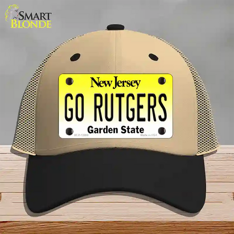 Go Rutgers Novelty License Plate Hat Mesh / Khaki|Black